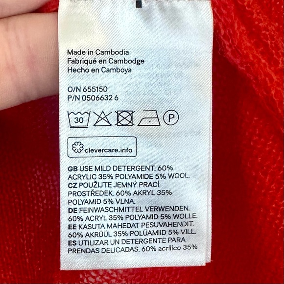 Divided Red Orange Long Sleeve Crop Gauzy Blouse - Size: Small - Picture 3 of 6